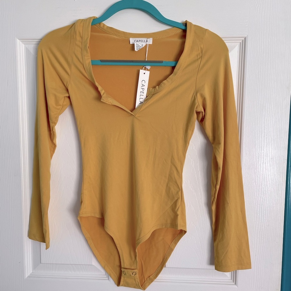 Capella| Long Sleeve Body Suit | Mustard Yellow